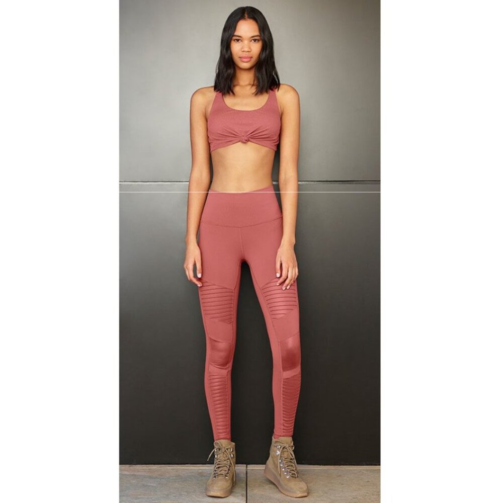 Alo Yoga High-Waist Moto Legging in Rosewood/Rosewood Glossy